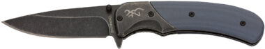 Browning 3220365 The Range  EDC Compact 2.75" Folding Drop Point, Plain Black Oxide Stonewashed 7Cr17MoV SS Blade, Black/Blue Aluminum/G10 Handle
