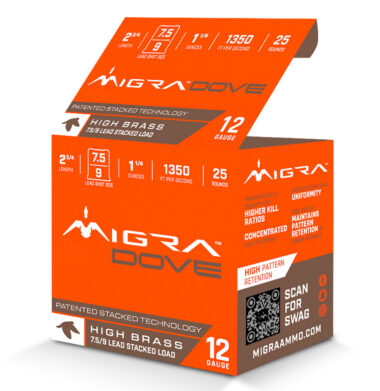 Migra Ammunitions M12UD75-9  Dove 12Gauge 2 3/4" 1 1/4oz 7.5/9Shot 25 Per Box/10 Case