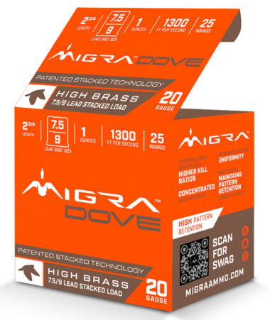 Migra Ammunitions M20LF7.59  Dove 20Gauge 2 3/4" 1oz 7.5/9Shot 25 Per Box/10 Case