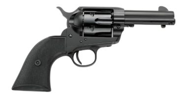 Pietta PFI9ALLOYAS312CB Alloy 9mm Luger 6 Shot 3.50" Matte Black Alloy Steel Barrel & Frame, Black Checkered Grip