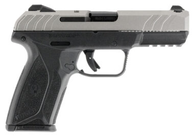 Ruger 3822 Security-9 Sports South Exclusive 9mm Luger 15+1 4" Blued Alloy Steel Barrel, Silver Cerakote Serrated Steel Slide, Black Polymer Frame w/Picatinny Rail, Black Polymer Grip, Right Hand