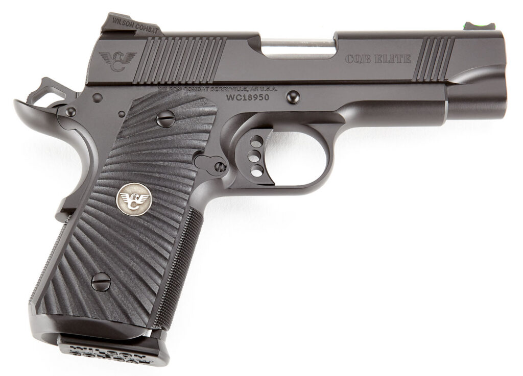 Wilson Combat CQBECP9 CQB Elite Compact Frame 9mm Luger 10+1/9+1 4" Stainless Match Grade Barrel, Black Serrated Carbon Steel Slide, Black Carbon Steel Frame w/Beavertail, Black G10 Starburst Grip