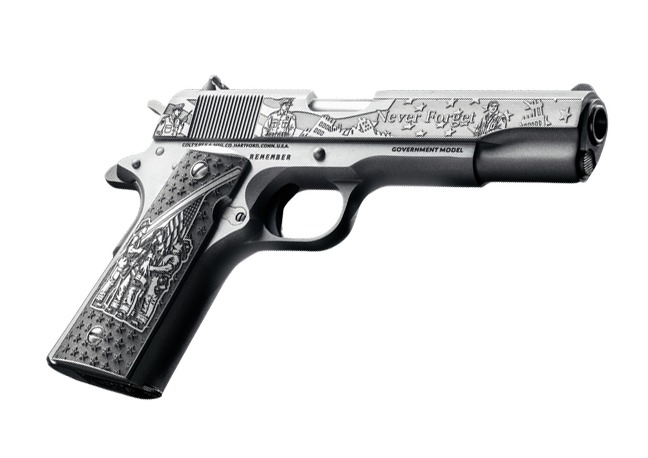 CNC Firearms CNCREMEMBER Colt Remember 9/11 Government Frame 45 ACP 7+1 5" Stainless Barrel. Stainless Steel Engraved Slide, Engraved Aluminum Grip